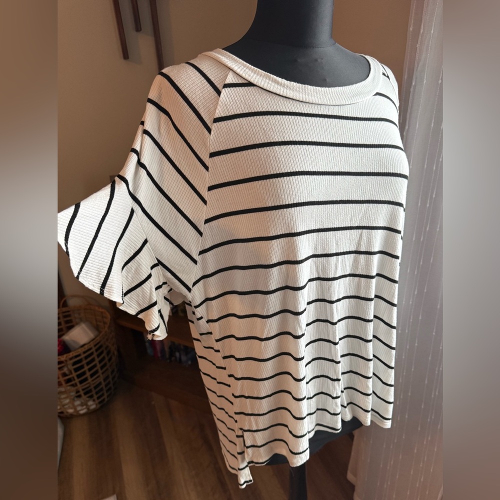 Striped Black and White Women's Top